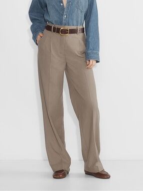 Aritzia The Effortless Pant Day Twill Size 10 Nomad Taupe Wide Leg High Rise